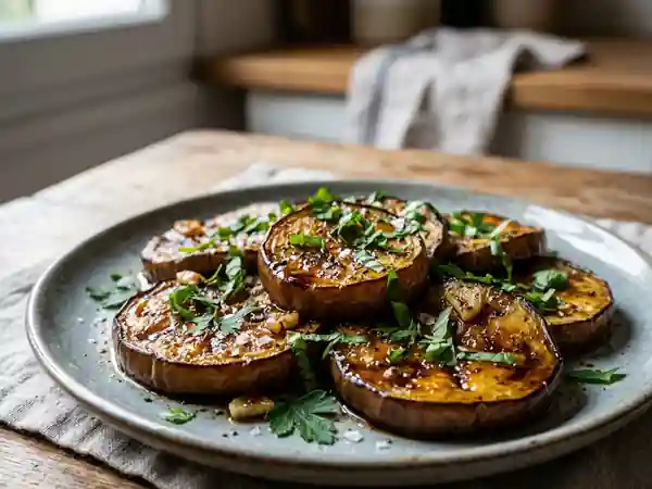 Aubergines fondantes laquées au balsamique - Photo de présentation