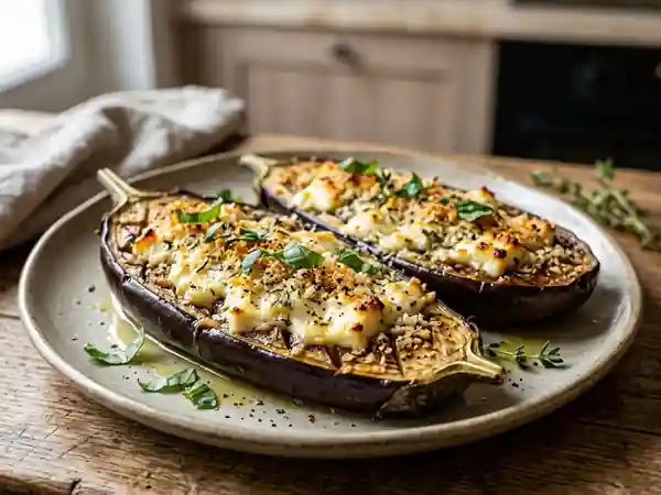 Aubergines confites à la feta et chapelure - Photo de présentation