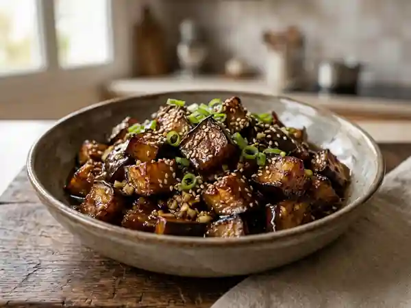 Aubergines laquées aux 5 épices - Photo de présentation