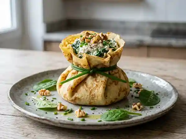 Aumônière gourmande au carré frais et herbes fraîches - Photo de présentation