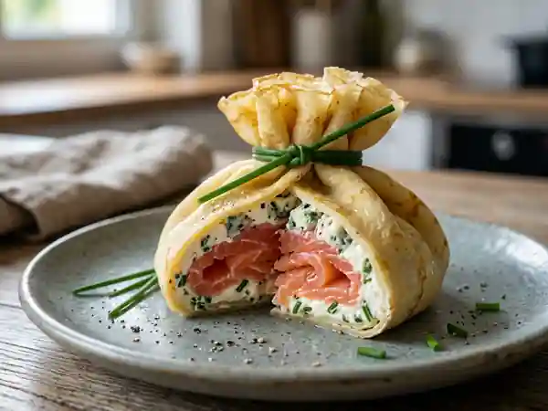 Aumônière onctueuse saumon et roquefort - Photo de présentation