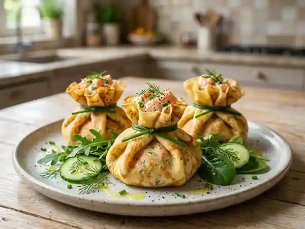 Aumônières de saumon au fromage frais - Photo de présentation