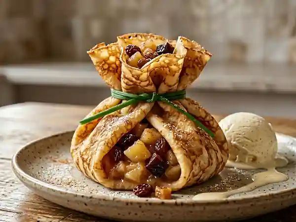 Aumônières de crêpes crousti-fondantes aux pommes - Photo de présentation