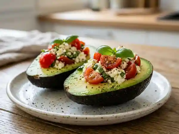 Avocats fondants à la feta et basilic - Photo de présentation