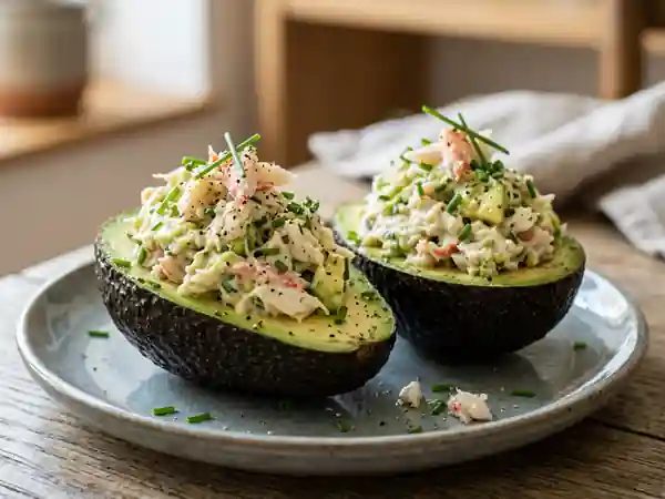 Avocats farcis au crabe : recette fraîche et gourmande - Photo de présentation
