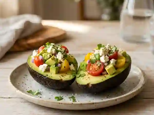 Avocats farcis feta et tomates cerises - Photo de présentation