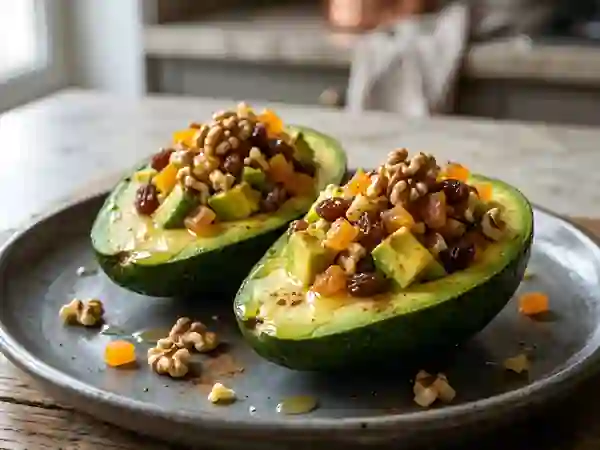 Avocats fondants aux fruits secs et miel - Photo de présentation