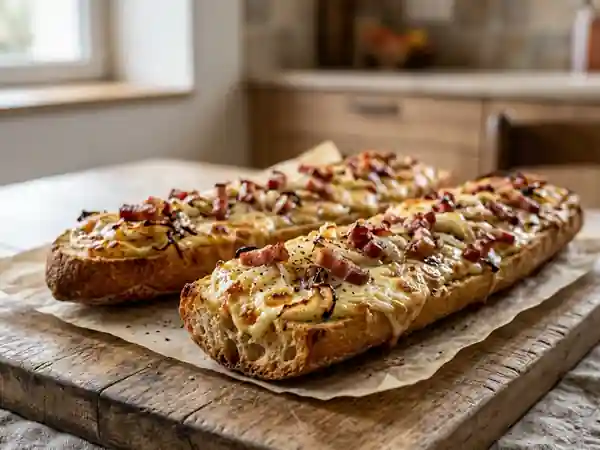 Baguettes Flammekueche croustillantes et crémeuses - Photo de présentation