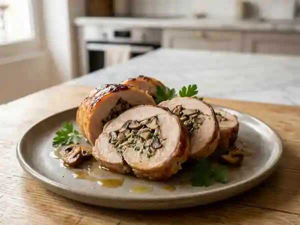 Ballotine de dinde farcie aux champignons et herbes fraîches - Photo de présentation