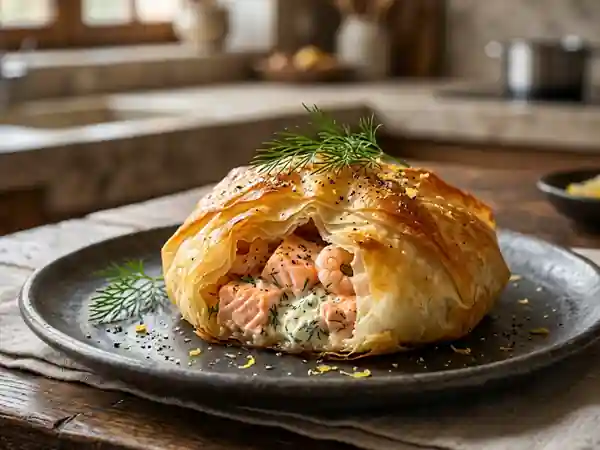 Baluchon gourmand au saumon et crevettes fraîches - Photo de présentation