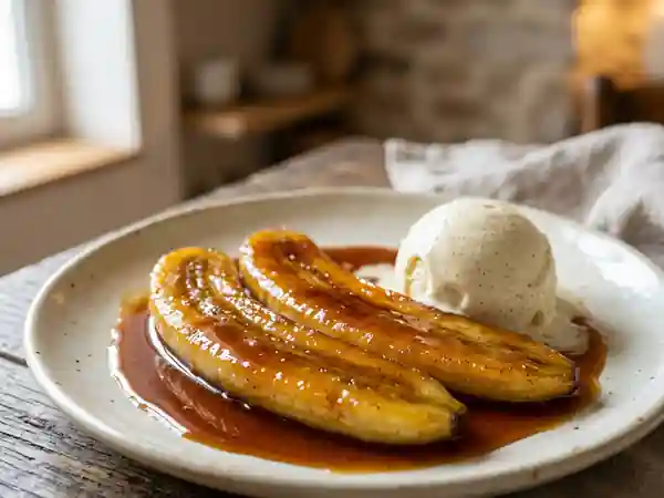 Bananes caramélisées et flambées au rhum - Photo de présentation
