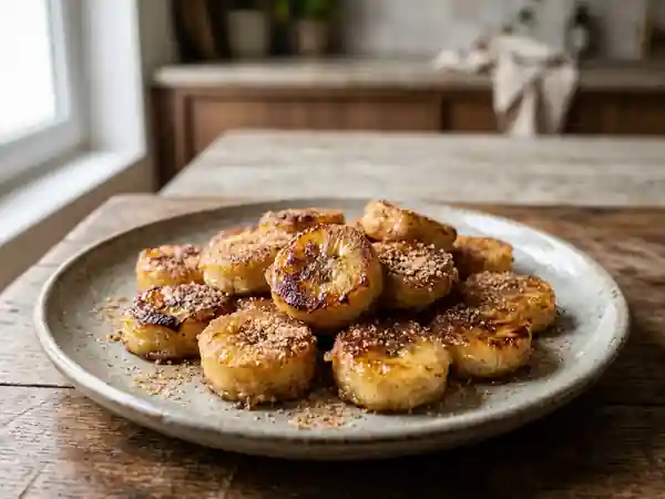 Bananes frites fondantes et cannelle craquante - Photo de présentation