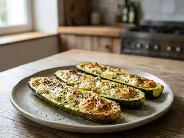 Courgettes fondantes au chèvre frais et ail - Photo de présentation
