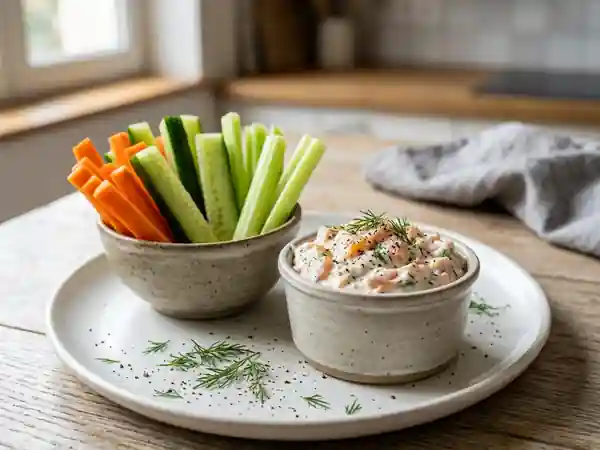 Légumes Croquants et Crème Onctueuse au Saumon - Photo de présentation