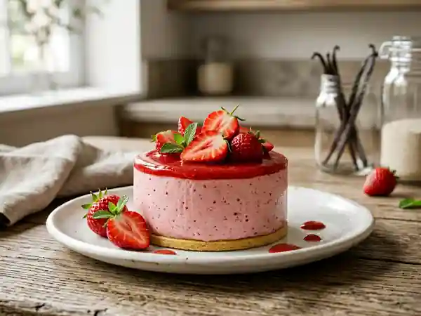 Bavarois aux fraises onctueux et aérien - Photo de présentation