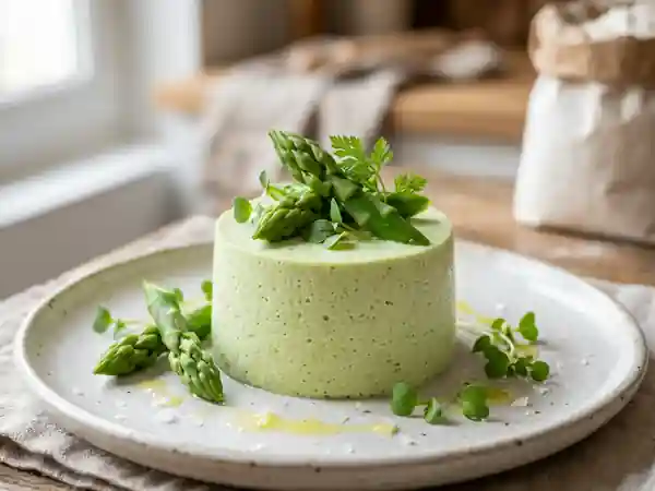 Bavarois d'asperges vertes onctueux et léger - Photo de présentation