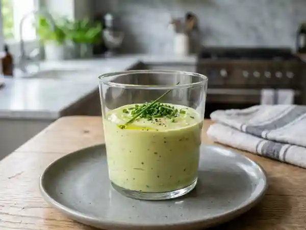 Bavarois d'avocat soyeux à la ciboulette - Photo de présentation