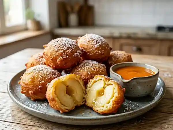 Beignets de pommes dorés et coulis acidulé - Photo de présentation