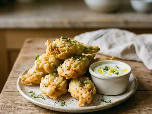 Fleurs de courgettes frites et croustillantes - Photo de présentation