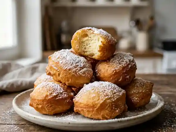 Beignets de carnaval dorés et aériens - Photo de présentation