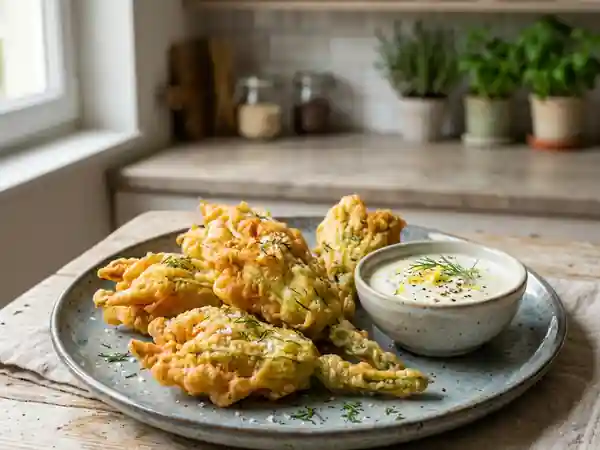 Beignets de fleurs de courgettes croustillants - Photo de présentation