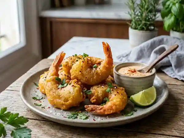 Beignets de gambas croustillants et relevés - Photo de présentation