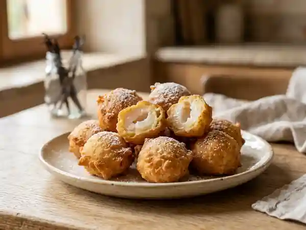 Beignets de litchis croustillants à la vanille - Photo de présentation