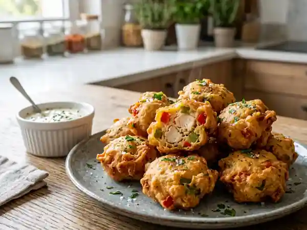 Beignets de poulet croustillants aux poivrons colorés - Photo de présentation