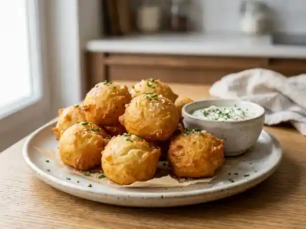 Beignets de pommes de terre soufflés et dorés - Photo de présentation