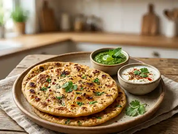 Besan Paratha : galette de pois chiches épicée - Photo de présentation