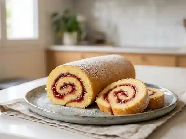 Biscuit roulé aérien à la fraise - Photo de présentation