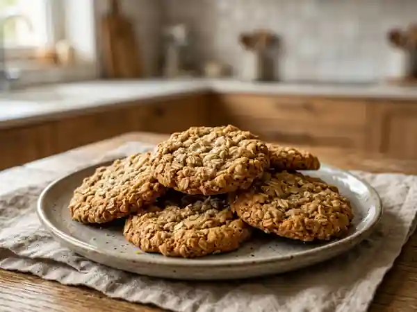 Biscuits moelleux aux flocons d'avoine et miel - Photo de présentation