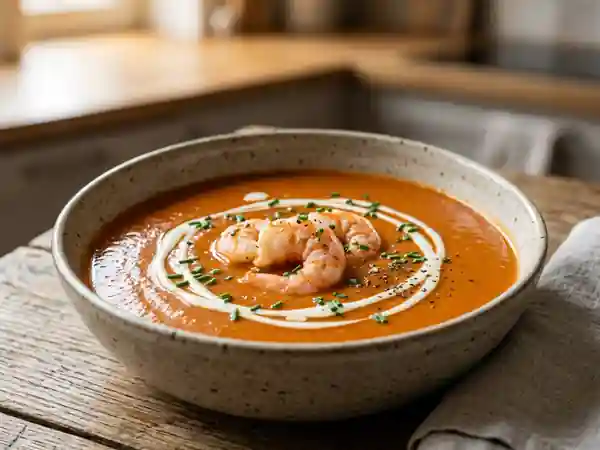 Bisque de crevettes crémeuse au Cognac - Photo de présentation