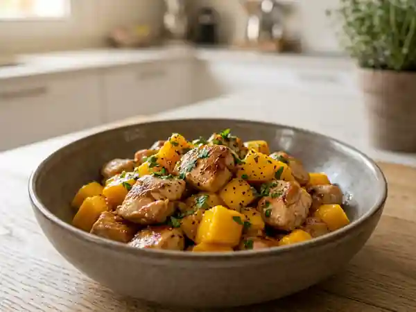 Poulet sauté à la mangue et au gingembre - Photo de présentation