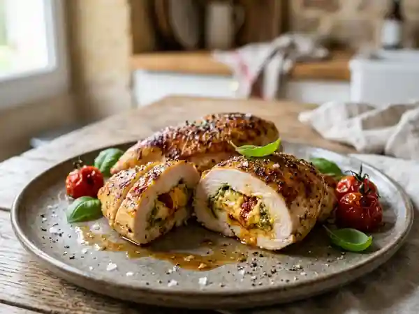 Blancs de poulet farcis aux deux pestos et ricotta fondante - Photo de présentation