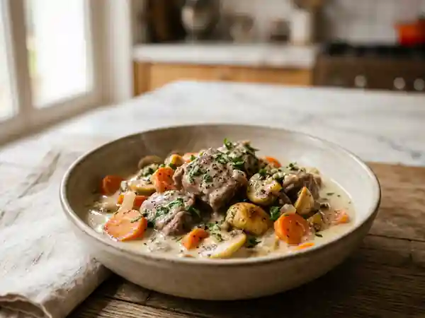 Blanquette d'agneau traditionnelle fondante et savoureuse - Photo de présentation