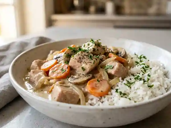 Blanquette de dinde facile et savoureuse pour une personne - Photo de présentation