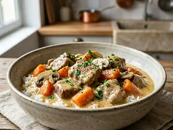 Blanquette de veau traditionnelle à la Marie Harel, recette facile et savoureuse - Photo de présentation