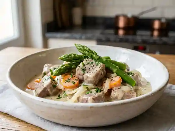 Blanquette onctueuse aux pointes d'asperges - Photo de présentation