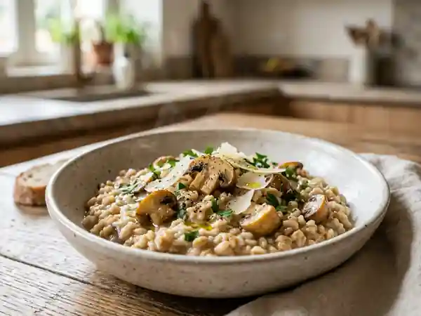 Blésotto crémeux aux champignons de Paris - Photo de présentation