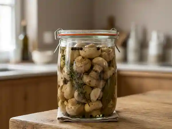 Bocaux de champignons marinés au vinaigre : recette facile et savoureuse - Photo de présentation