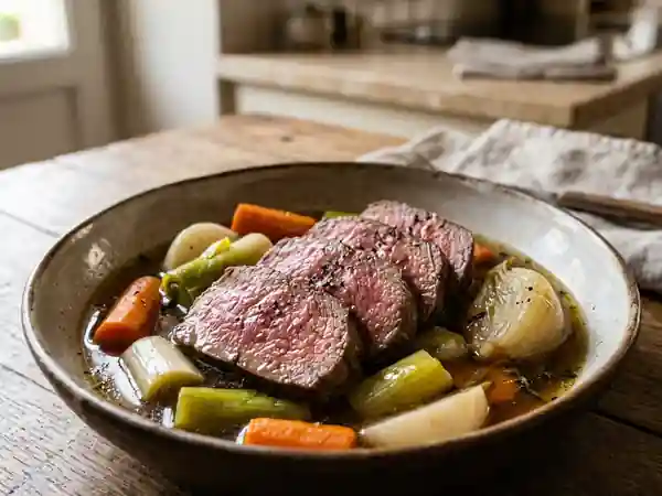 Bœuf à la ficelle et légumes fondants - Photo de présentation