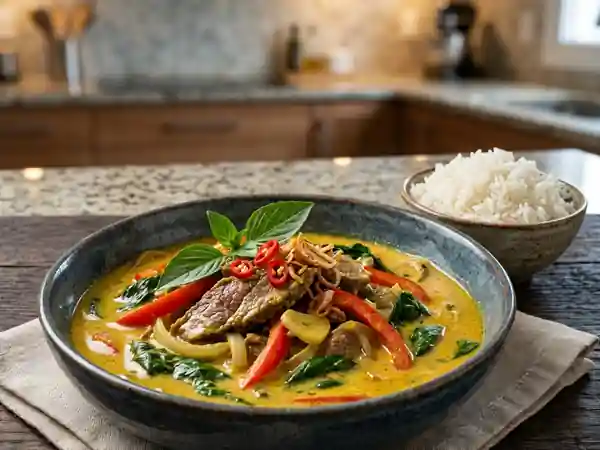 Bœuf au curry jaune fondant et coco - Photo de présentation