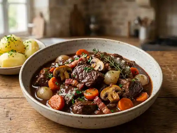 Boeuf Bourguignon Authentique : Recette Traditionnelle et Savoureuse - Photo de présentation