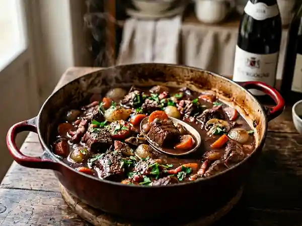 Bœuf bourguignon fondant et sa sauce onctueuse - Photo de présentation