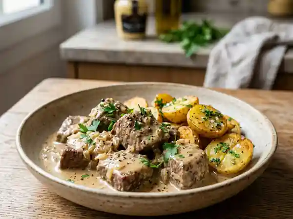 Bœuf à la moutarde fondant et crémeux - Photo de présentation