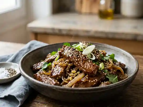 Bœuf sauté à la sauce soja, recette savoureuse et rapide - Photo de présentation