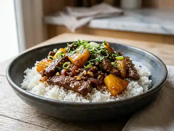 Bœuf sauté à l'ananas caramélisé - Photo de présentation