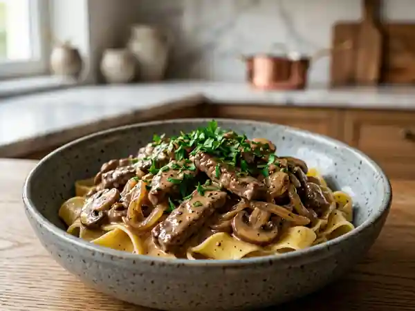 Boeuf Stroganoff Fondant et sa Sauce Crémeuse - Photo de présentation