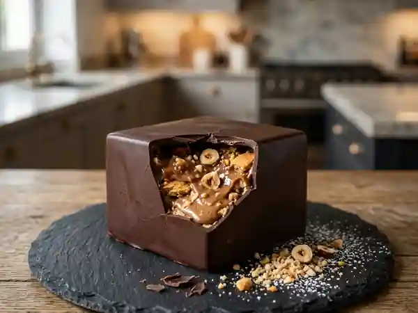 Boîte craquante au chocolat et praliné - Photo de présentation